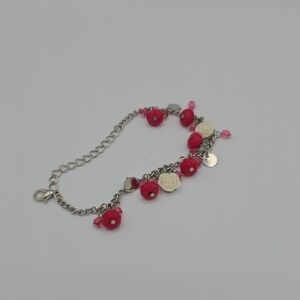 Elegant Silver and Pink Bracelet